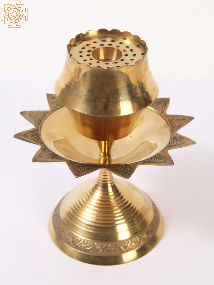 Brass Flower Shaped Agarbatti Stand | Incense Stick Stand