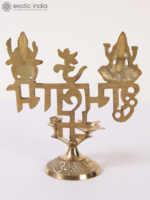 7" Lakshmi And Ganesh Shubh Labh with Diya and Incense Holder