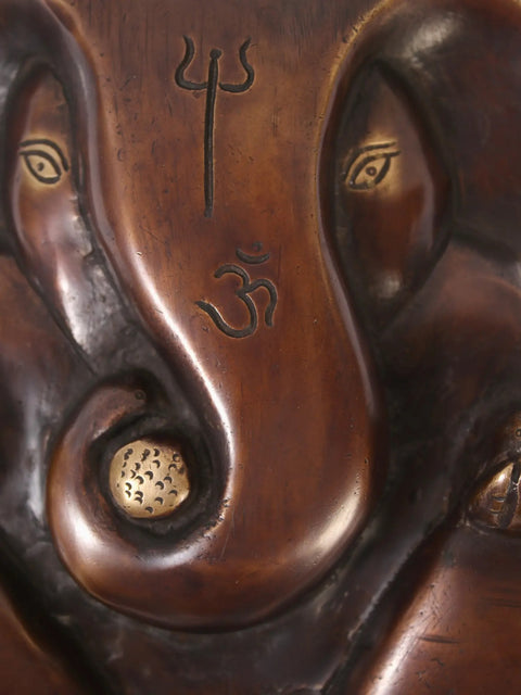 7" Stylized Ganesha Wall Hanging Brass Statue