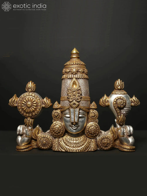 20" Gold and Silver Tirupati Balaji Brass Statue for Home Pooja