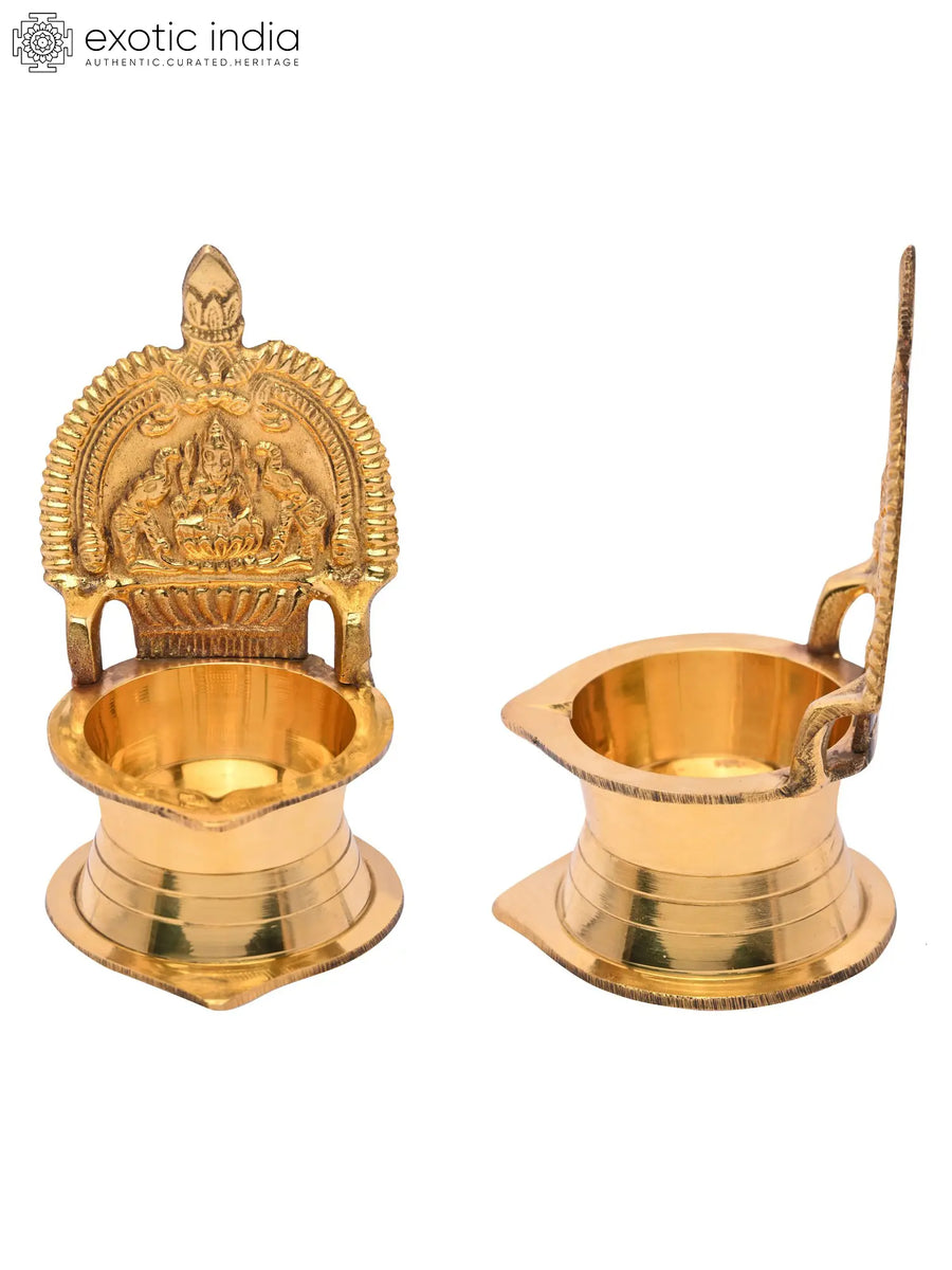 5" Brass Gajalaxmi Deepam Oil Lamp