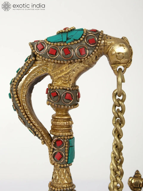 Lord Ganesha on Peacock Swing | Brass Statue with Inlay Work