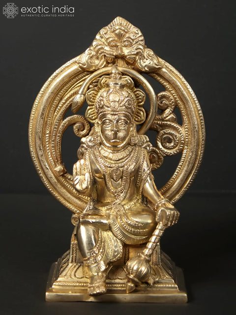 7" Blessing Hanuman Seated on Kirtimukha Throne
