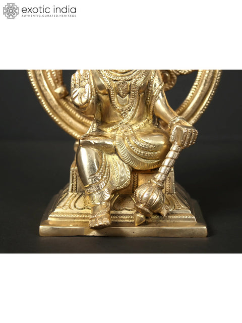 7" Blessing Hanuman Seated on Kirtimukha Throne