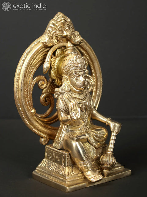 7" Blessing Hanuman Seated on Kirtimukha Throne