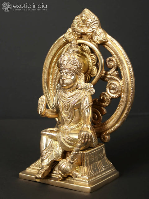 7" Blessing Hanuman Seated on Kirtimukha Throne