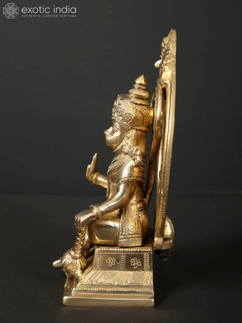 7" Blessing Hanuman Seated on Kirtimukha Throne