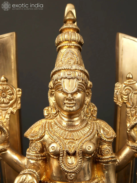 13" Lord Venkateswara with Vishnu Tilak | Brass Statue