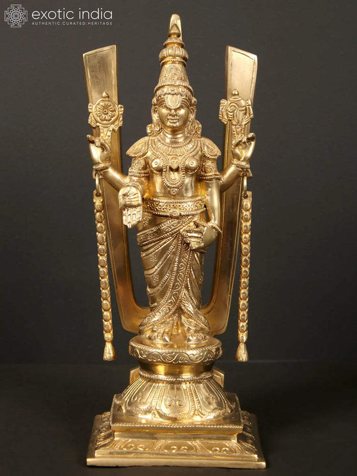 13" Lord Venkateswara Brass Statue with Vishnu Tilak