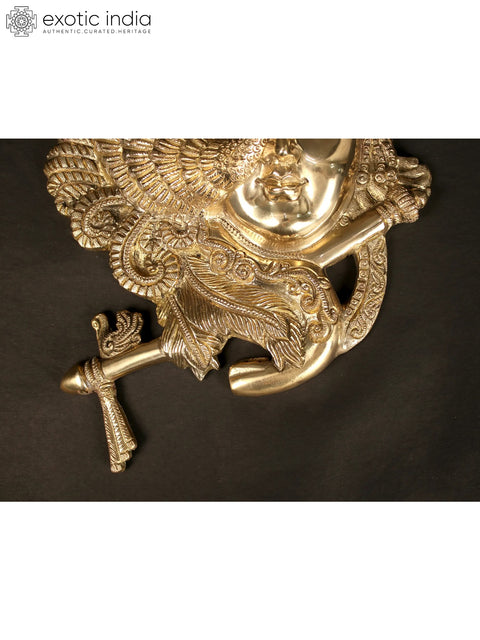 13" Brass Fluting Krishna Face | Wall Hanging