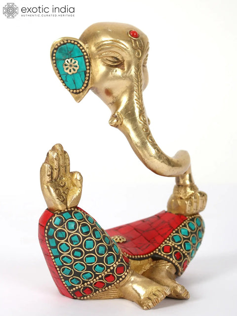 Modern Ganesha: Brass with Inlay