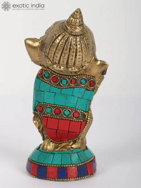 5" Small Baby Ganesha Statue | Brass with Inlay Work