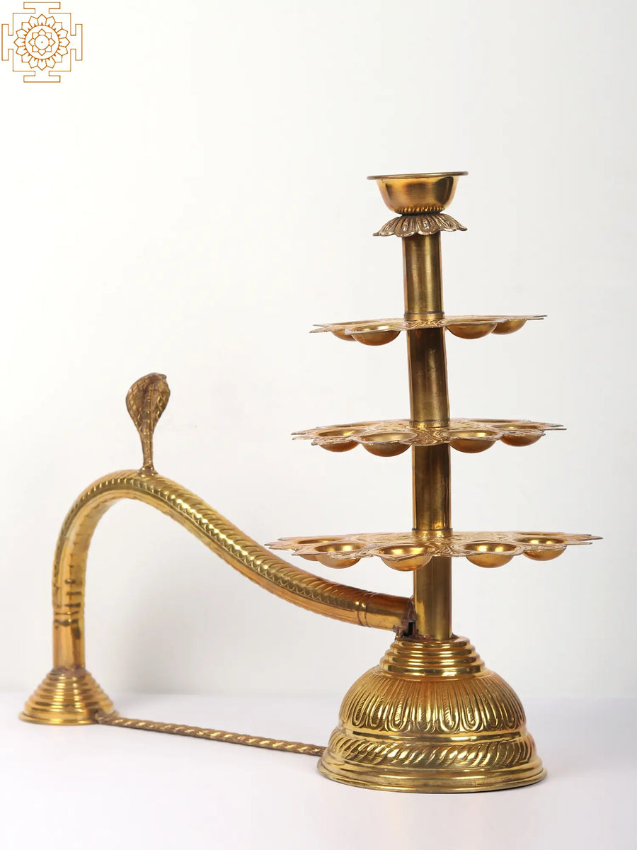 Brass Handheld Multi-Wick Aarti Lamp for Pooja