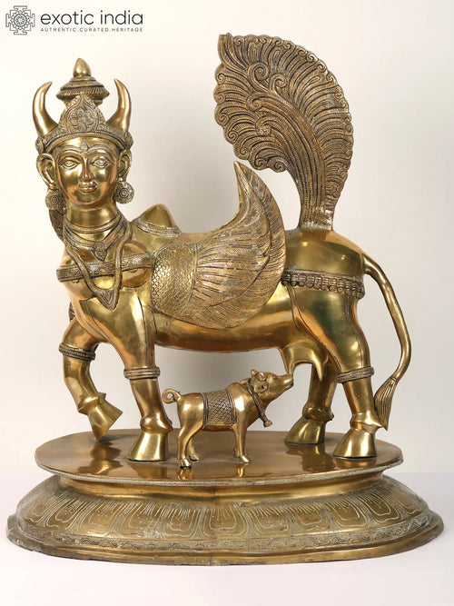 Brass Goddess Kamadhenu Handmade Statue for Pooja