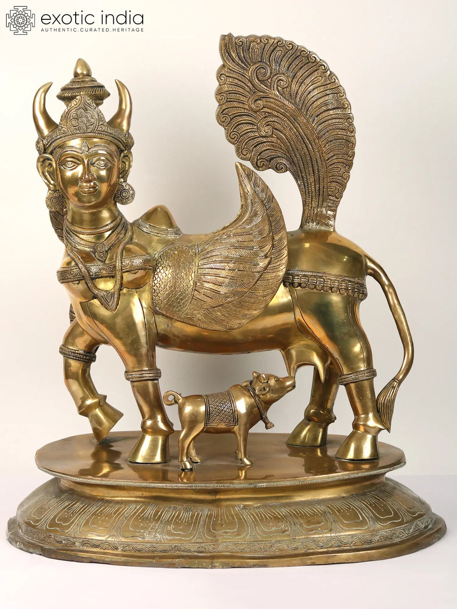 Brass Goddess Kamadhenu Handmade Statue for Pooja