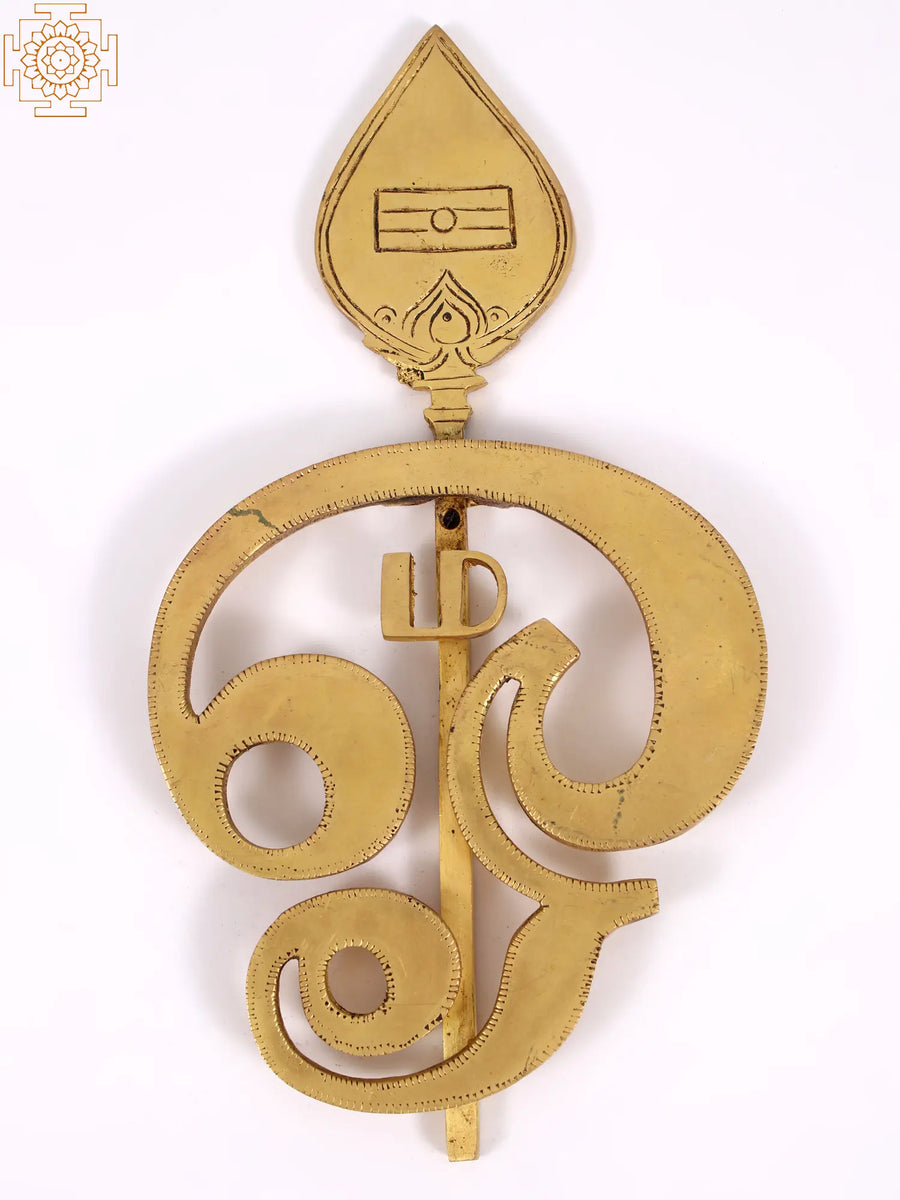 9" Brass Kartikeya Vel with Tamil Om Statue