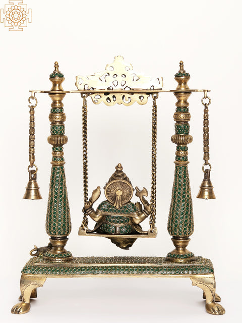 16" Brass Swing Ganesha | Brass with Inlay Work