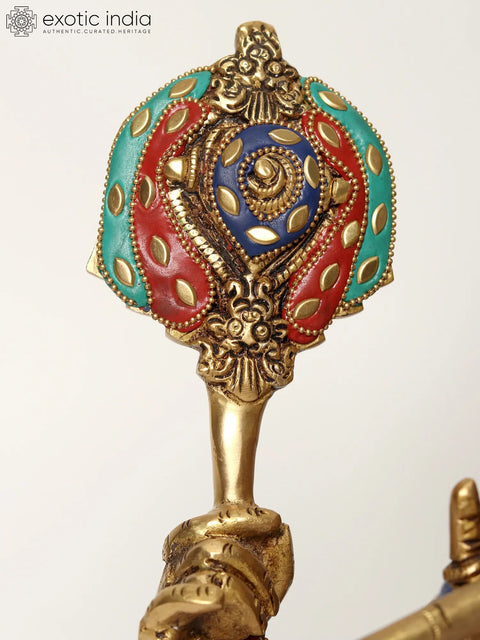 15" Chaturbhuja Venugopal (Krishna) Bust | Brass Statue