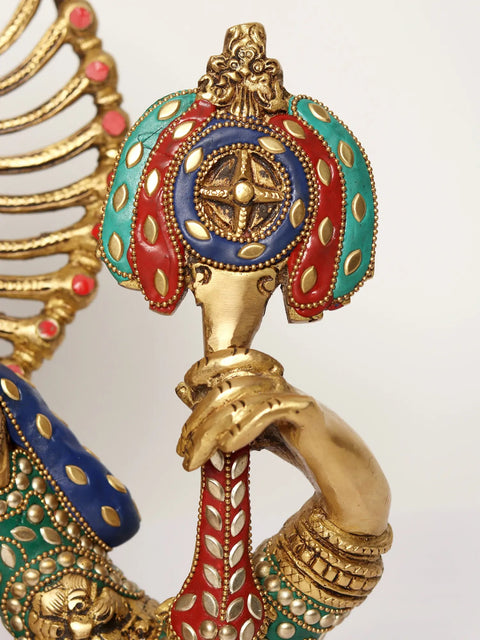 15" Chaturbhuja Venugopal (Krishna) Bust | Brass Statue