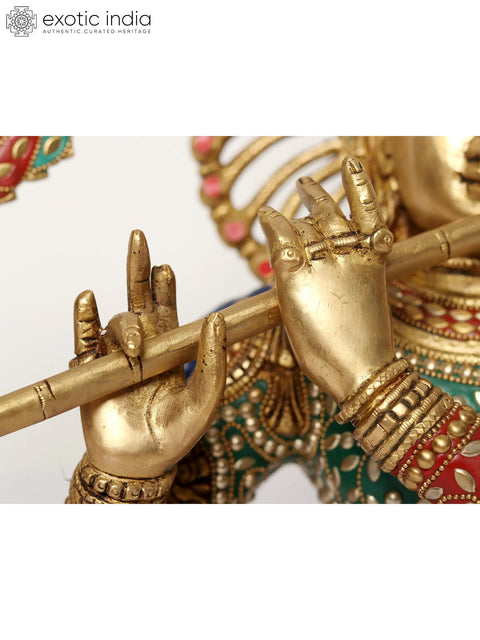 15" Chaturbhuja Venugopal (Krishna) Bust | Brass Statue