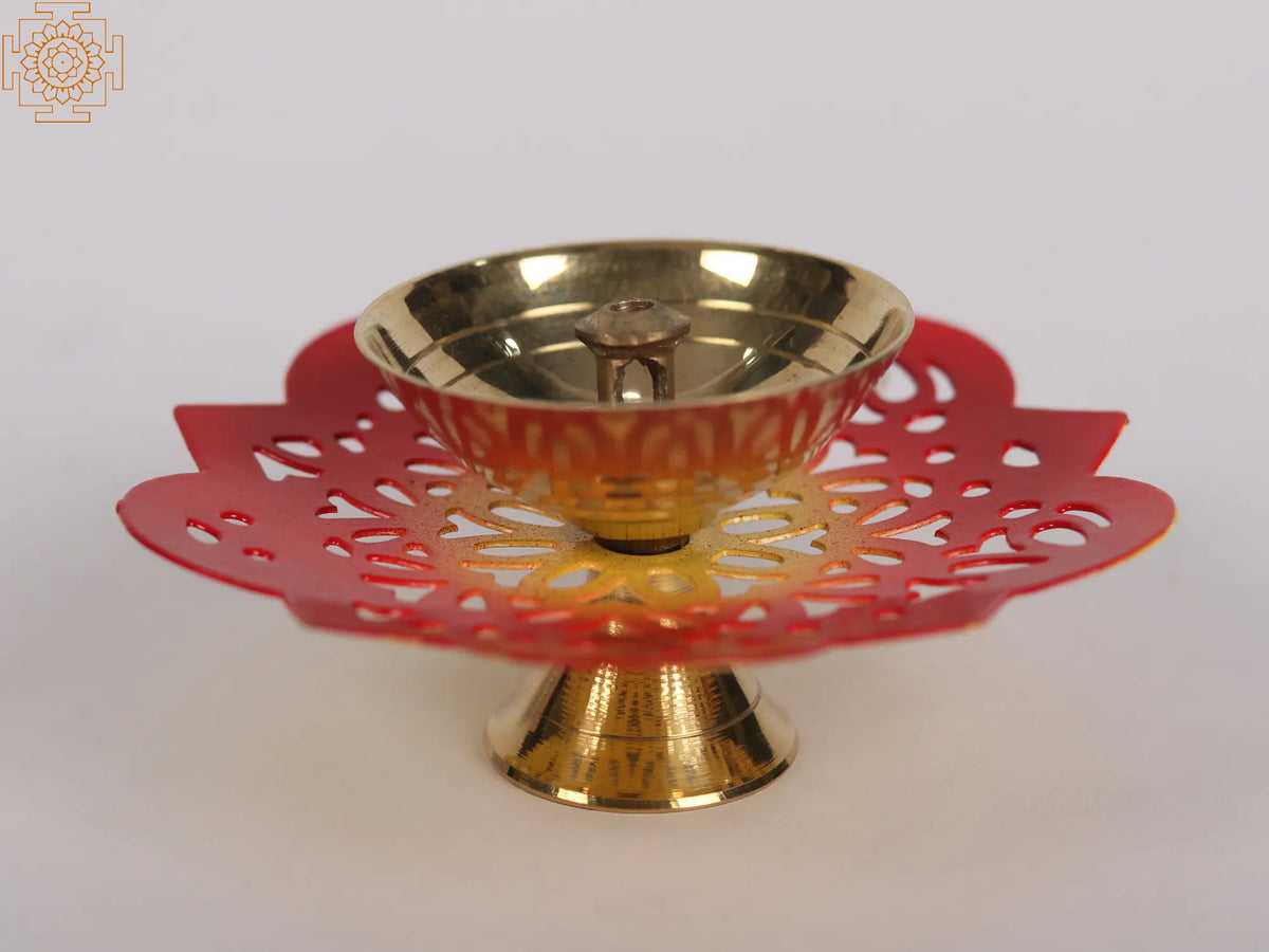 Small Brass Floral Design Diya