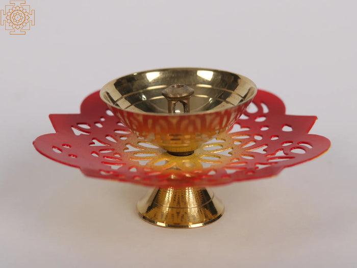 Small Brass Floral Design Diya