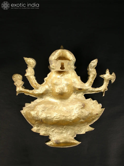 Lord Ganesha Brass Idol Seated on Lotus | Wall Hanging Statue