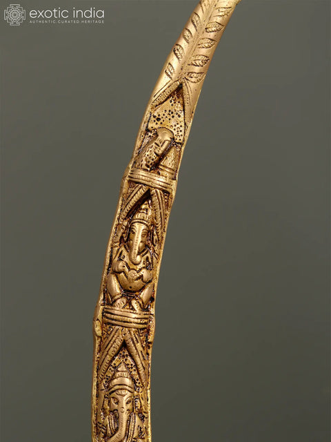19" Brass Ganesha Design Tusk (Arch) with Bell