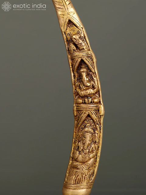 19" Brass Ganesha Design Tusk (Arch) with Bell