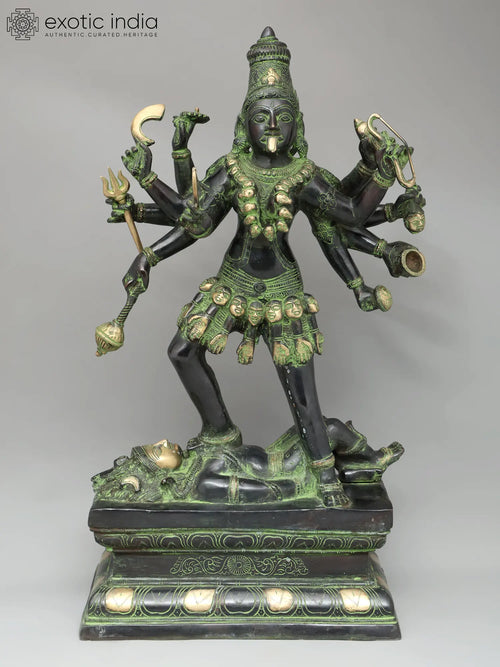 24" Ashtabhujadhari Kali Brass Statue for Pooja