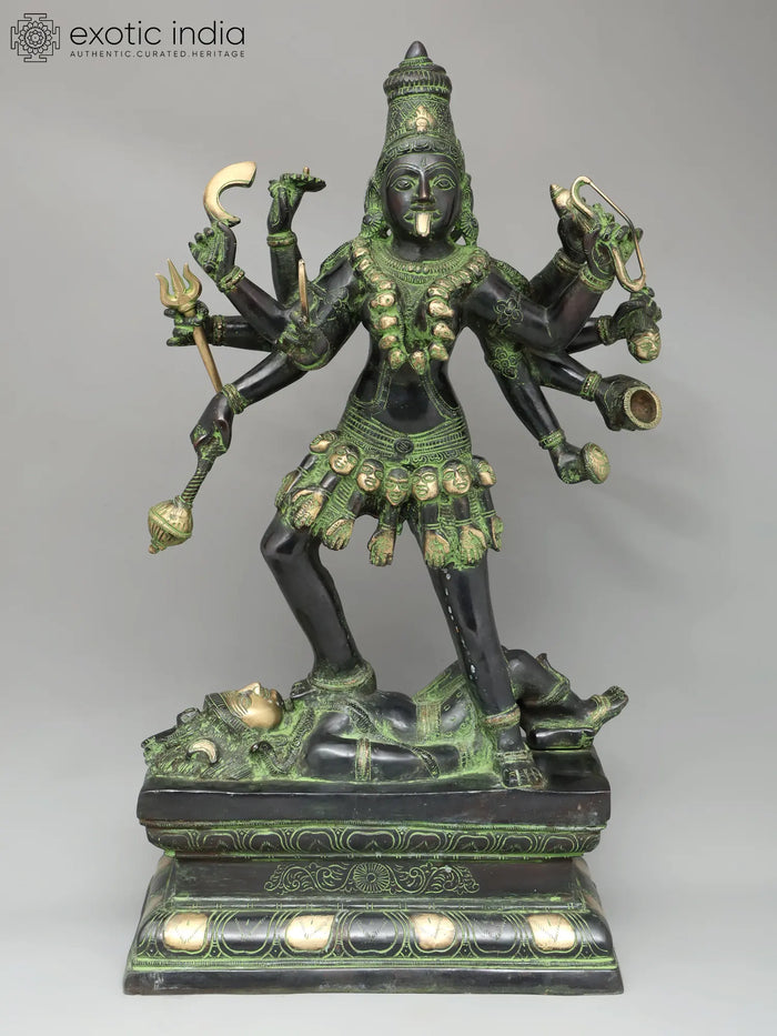 24" Ashtabhujadhari Kali Brass Statue for Pooja