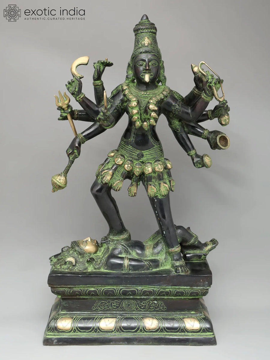 24" Ashtabhujadhari Kali Brass Statue for Pooja