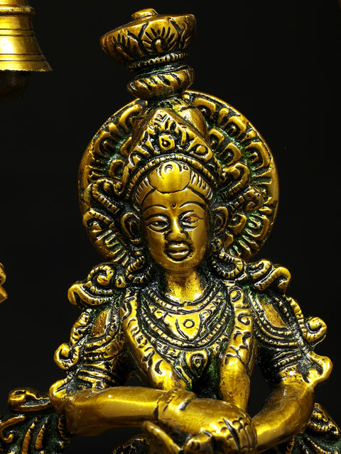 19" Radha Krishna with Tusk Stand | Brass Statue