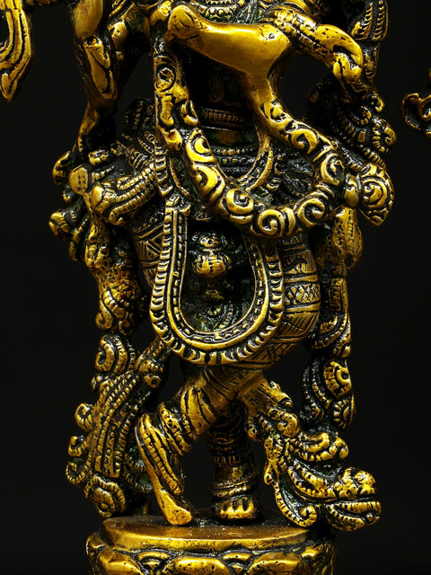 19" Radha Krishna with Tusk Stand | Brass Statue