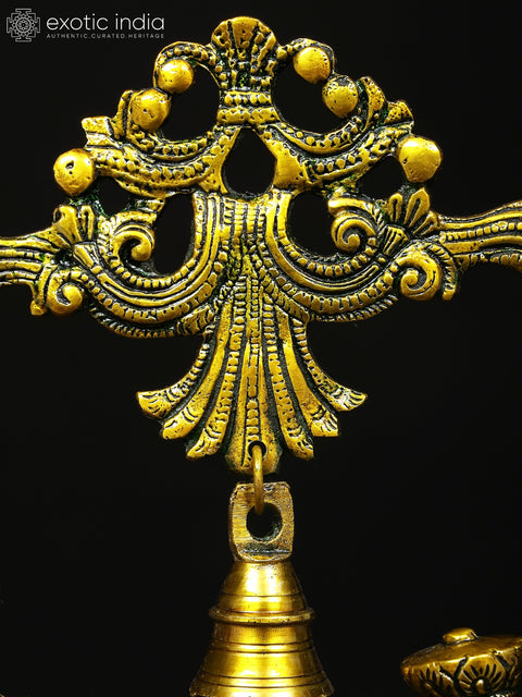 19" Radha Krishna with Tusk Stand | Brass Statue
