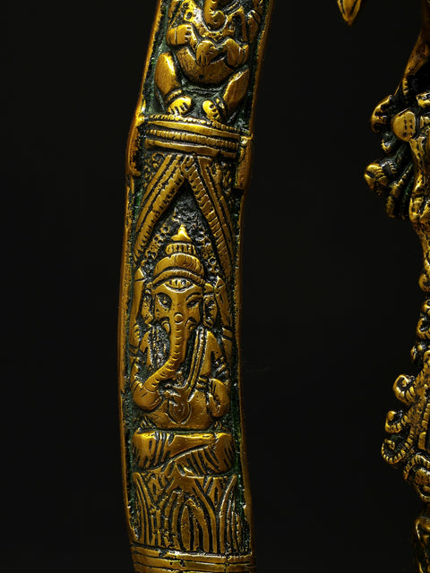 19" Radha Krishna with Tusk Stand | Brass Statue