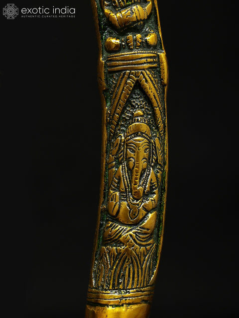 19" Radha Krishna with Tusk Stand | Brass Statue