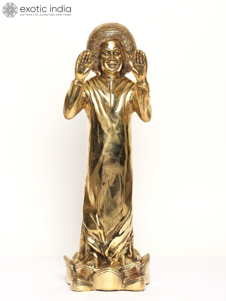 18" Standing Sathya Sai Baba Brass Idol for Pooja