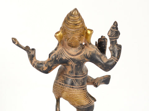 9" Dancing Ganesha Brass Sculpture