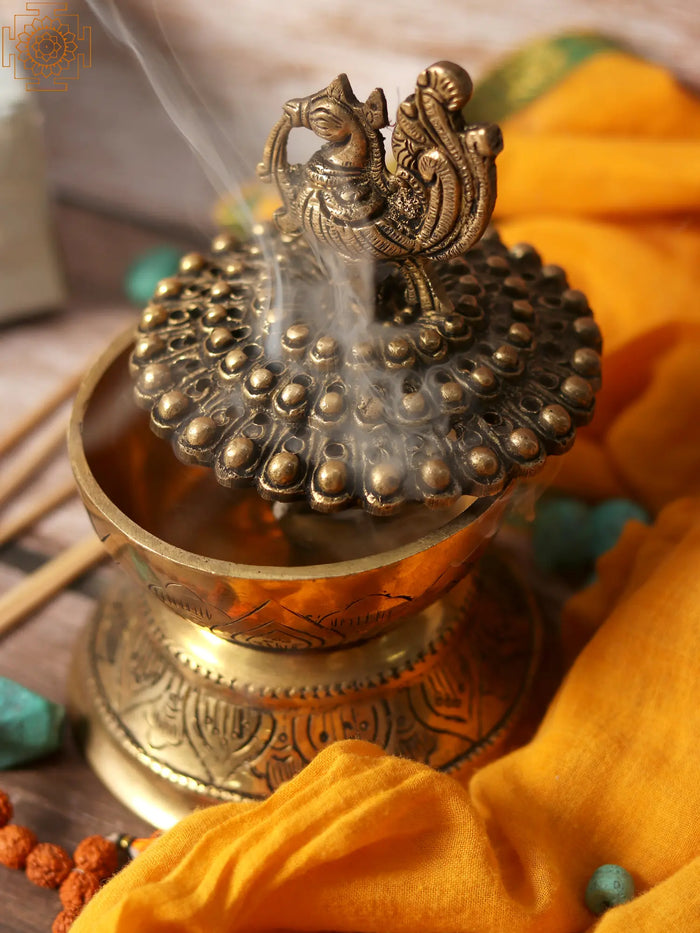 6" Brass Annam Design Dhoop Dani