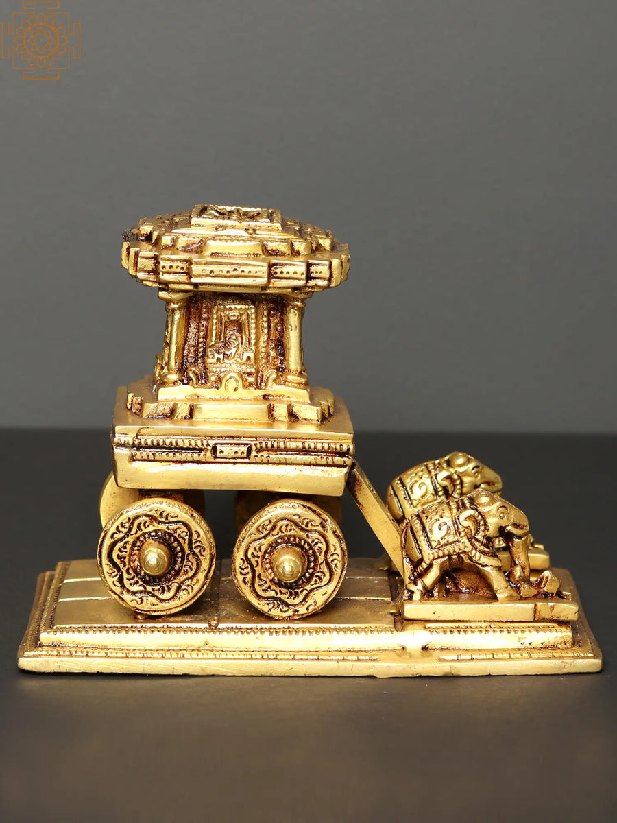 7" South Indian Temple Chariot Brass Statue