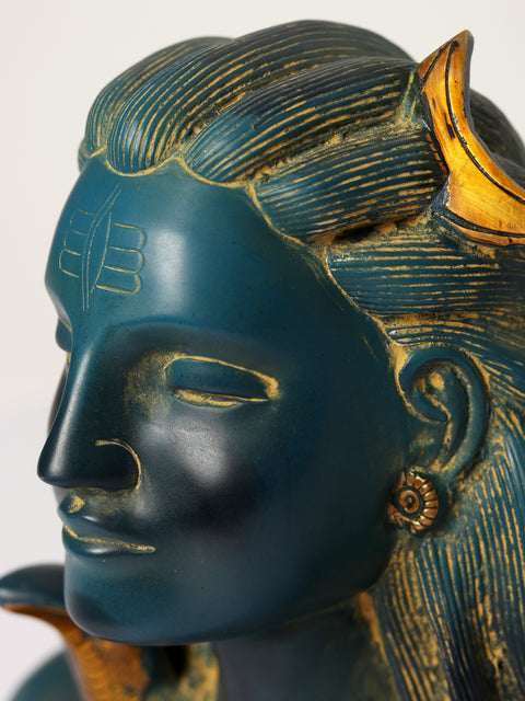 12" Brass Adiyogi Shiva Bust