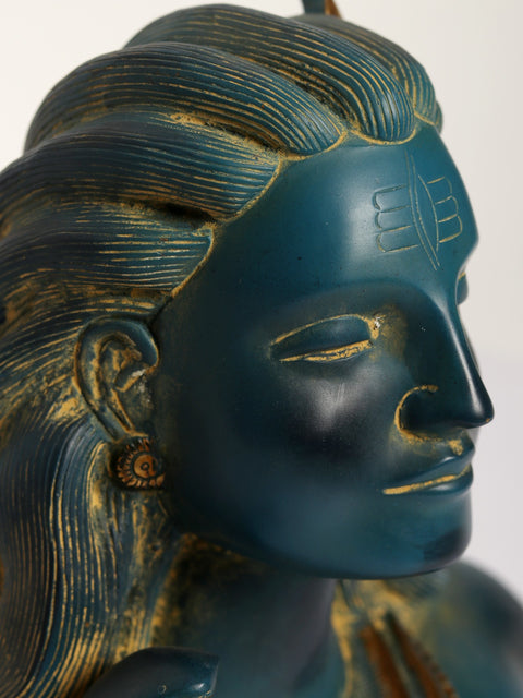 12" Brass Adiyogi Shiva Bust