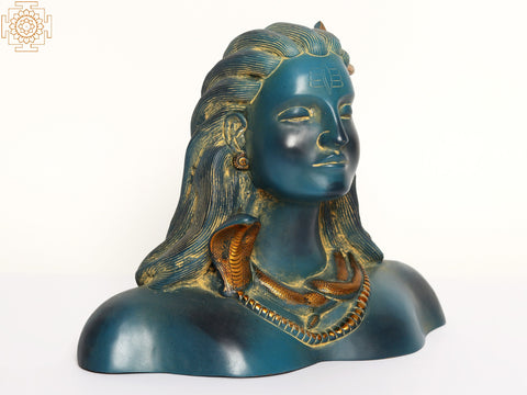 12" Brass Adiyogi Shiva Bust