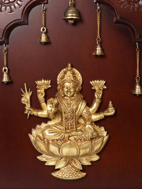 48" Ganesha and Lakshmi in Brass | Wooden Wall Hanging Frame
