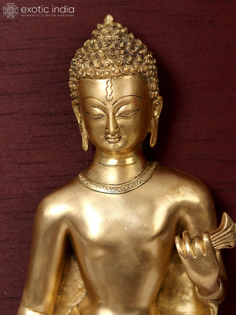 31" Standing Gautam Buddha in Brass | Wooden Wall Hanging Frame