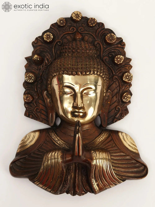 8" Handmade Brass Buddha Namaste Wall Hanging