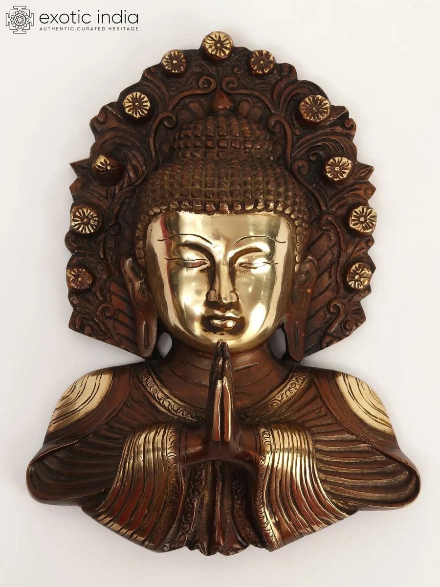 8" Handmade Brass Buddha Namaste Wall Hanging