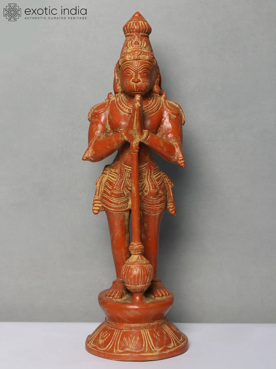 14" Standing Hanuman Brass Idol for Home Pooja