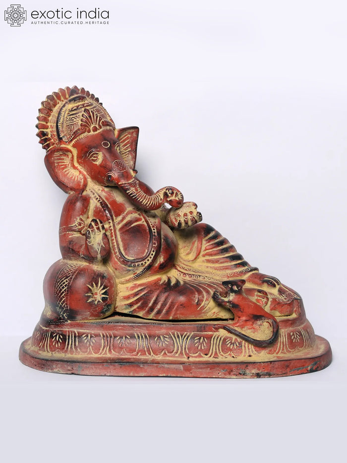 11" Lord Ganesha Brass Idol in Blessing Gesture